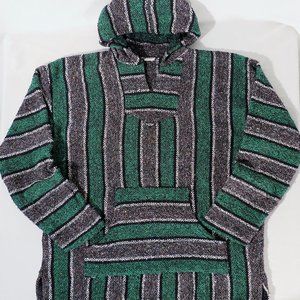 Baja Hoodie Mens  M / L 46" Chest Poncho Mexican Surfer Blanket Hoodie